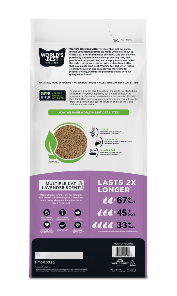 World's Best Multiple Cat Lavender Cat Litter - 28lb (12.7kg)_1